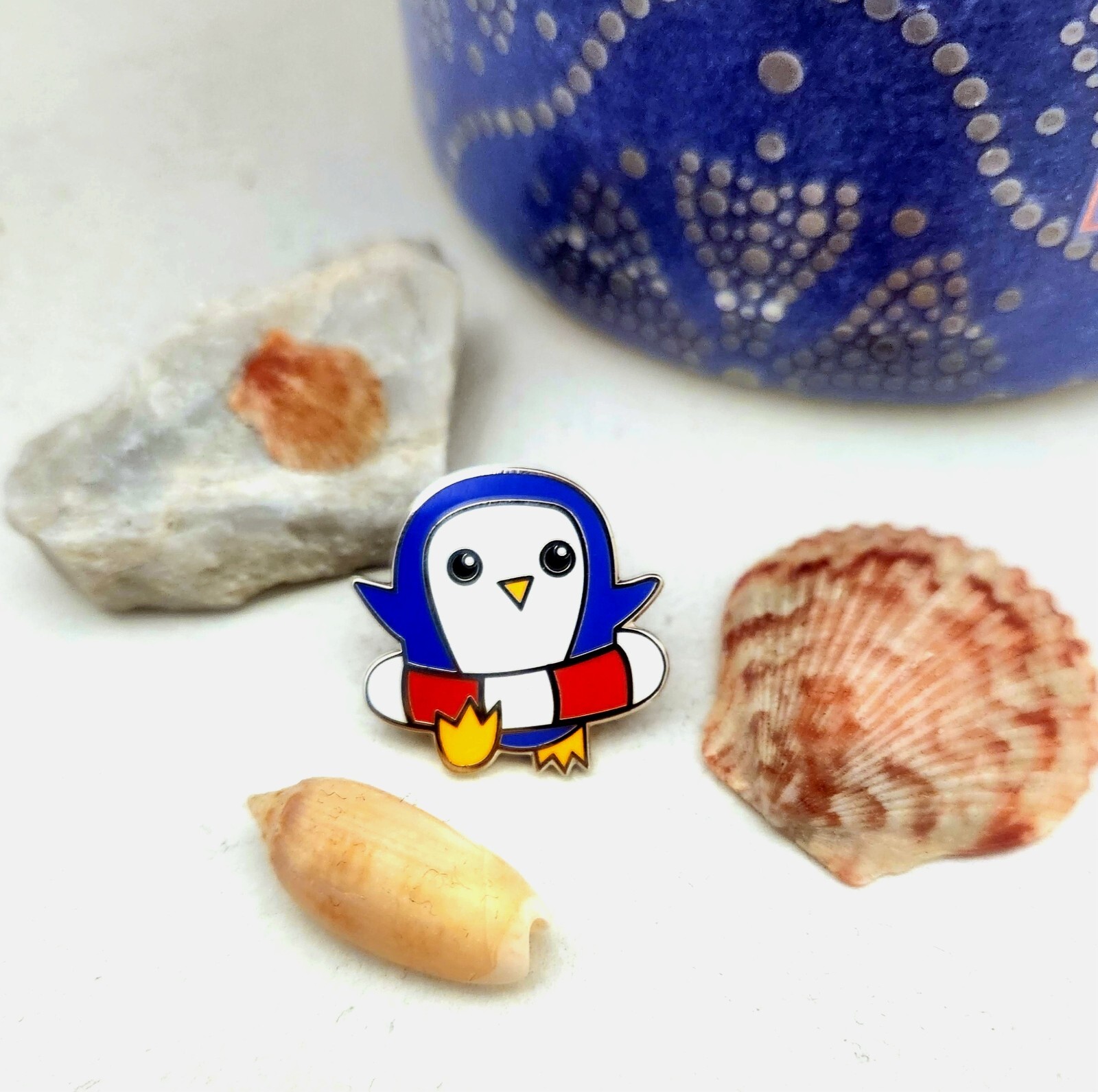 summer beach vacation penguin floaty hard enamel pin