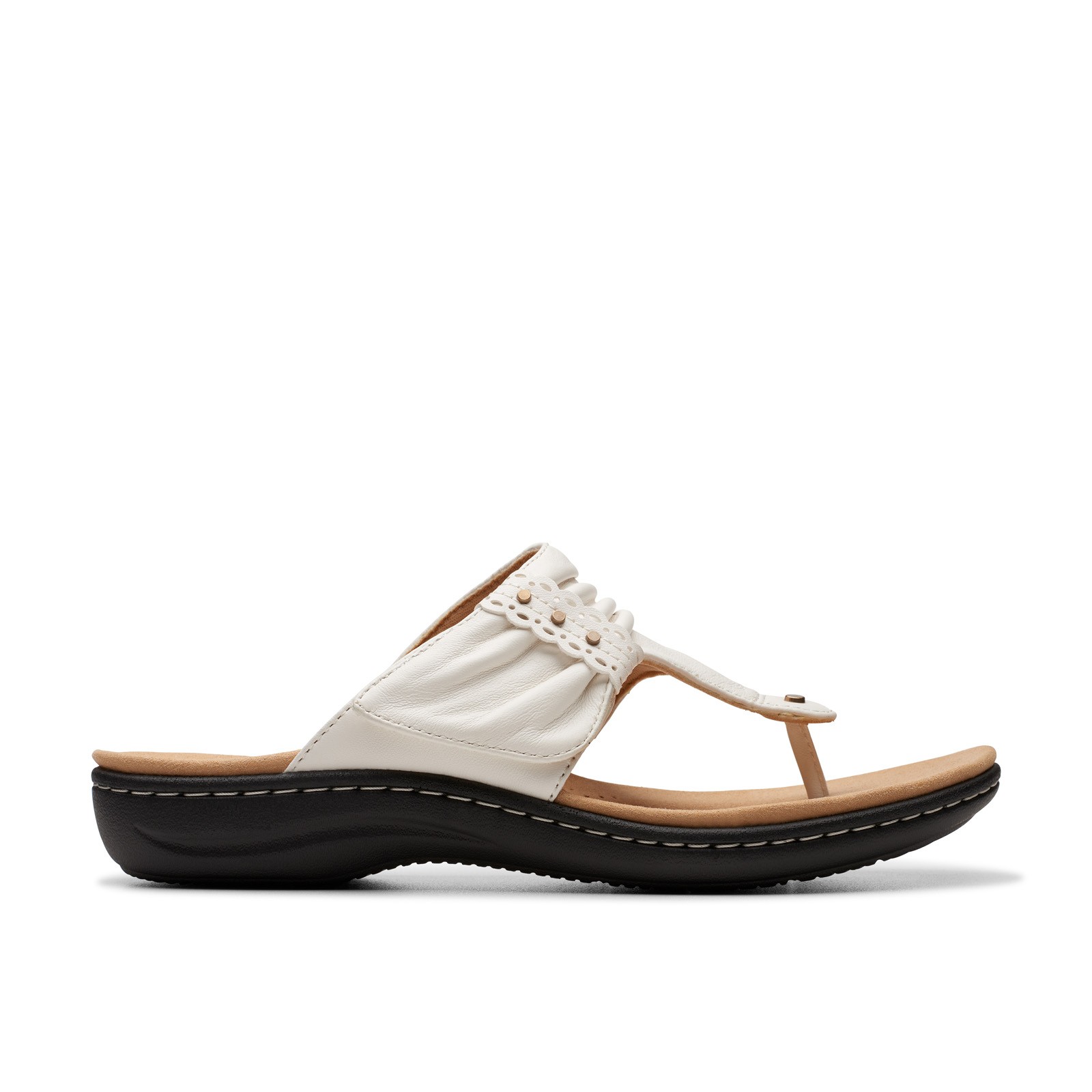Clarks Laurieann Arla 26177325 Womens White Leather Flip-Flops Sandals Shoes 11