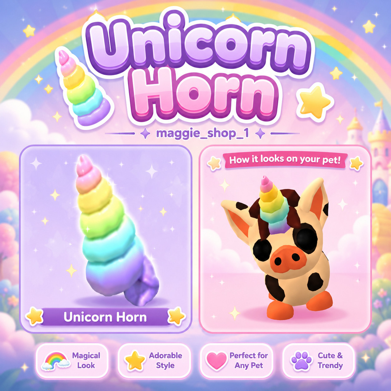 Unicorn Horn Pet Wear Adopt From Me Today ✨ Fast Delivery ✨ Top Picks ✨
