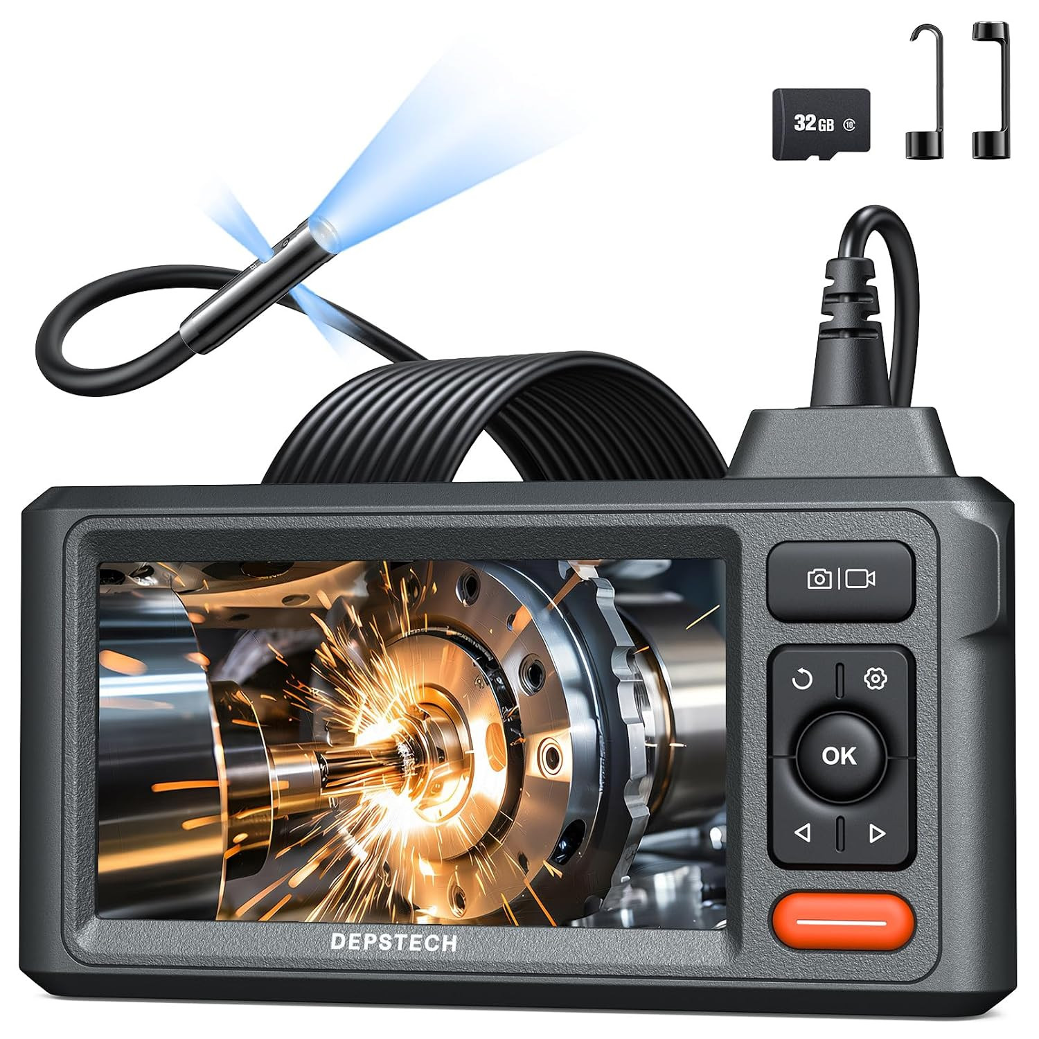 DEPSTECH Inspection Endoscope Camera with Lights: Triple Lens 5" IPS Screen Snak