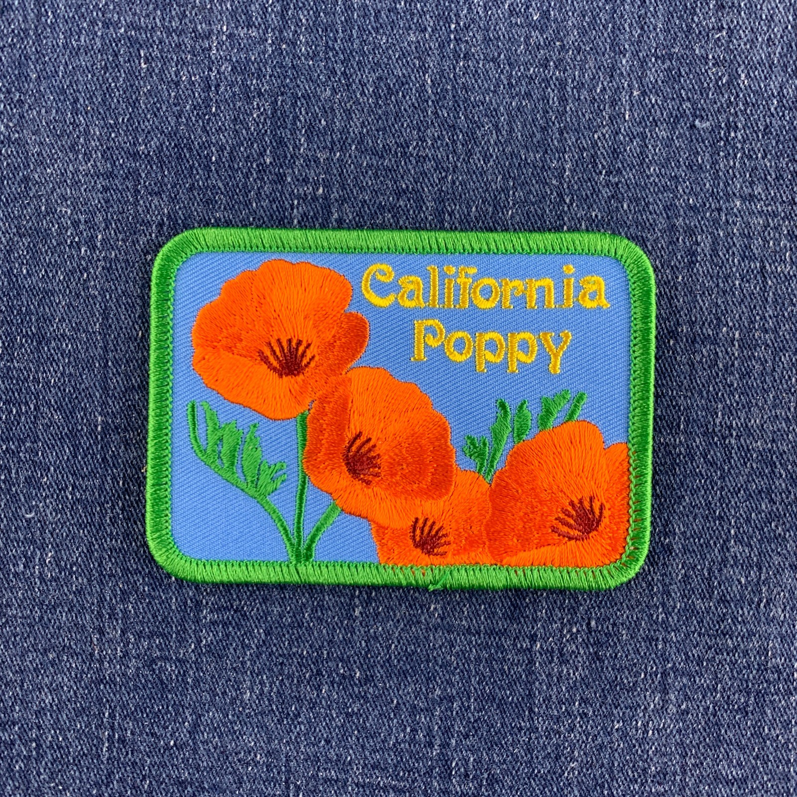 California Poppy Patch - Embroidered State Flower Badge 3.5" (Iron On)
