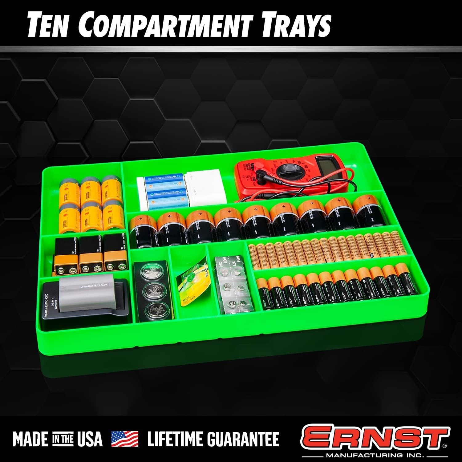 Ernst 10-Compartment Heavy-Duty Tool Organizer - Stackable & Low-Profile Design