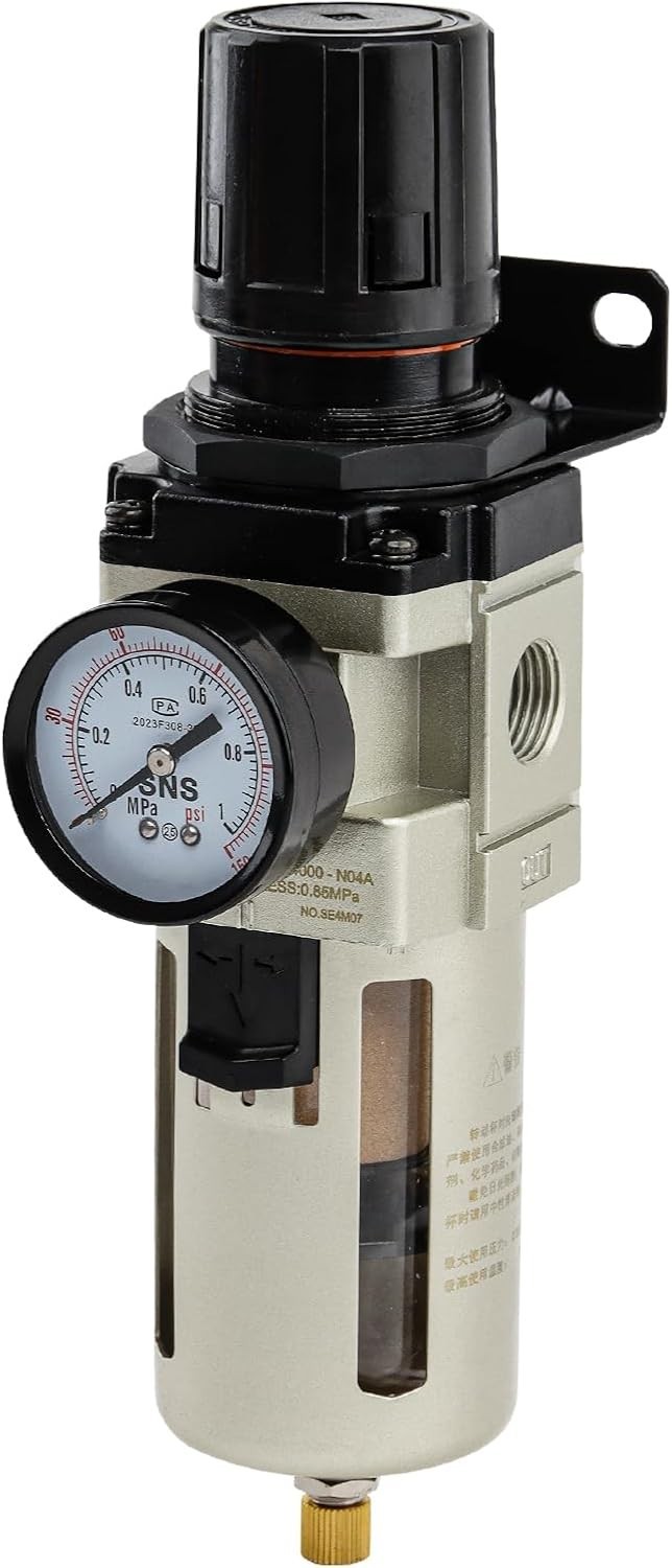 Air Filter Regulator Combo 1/2”NPT Brass 5 Micron Filter Gauge Semi-auto