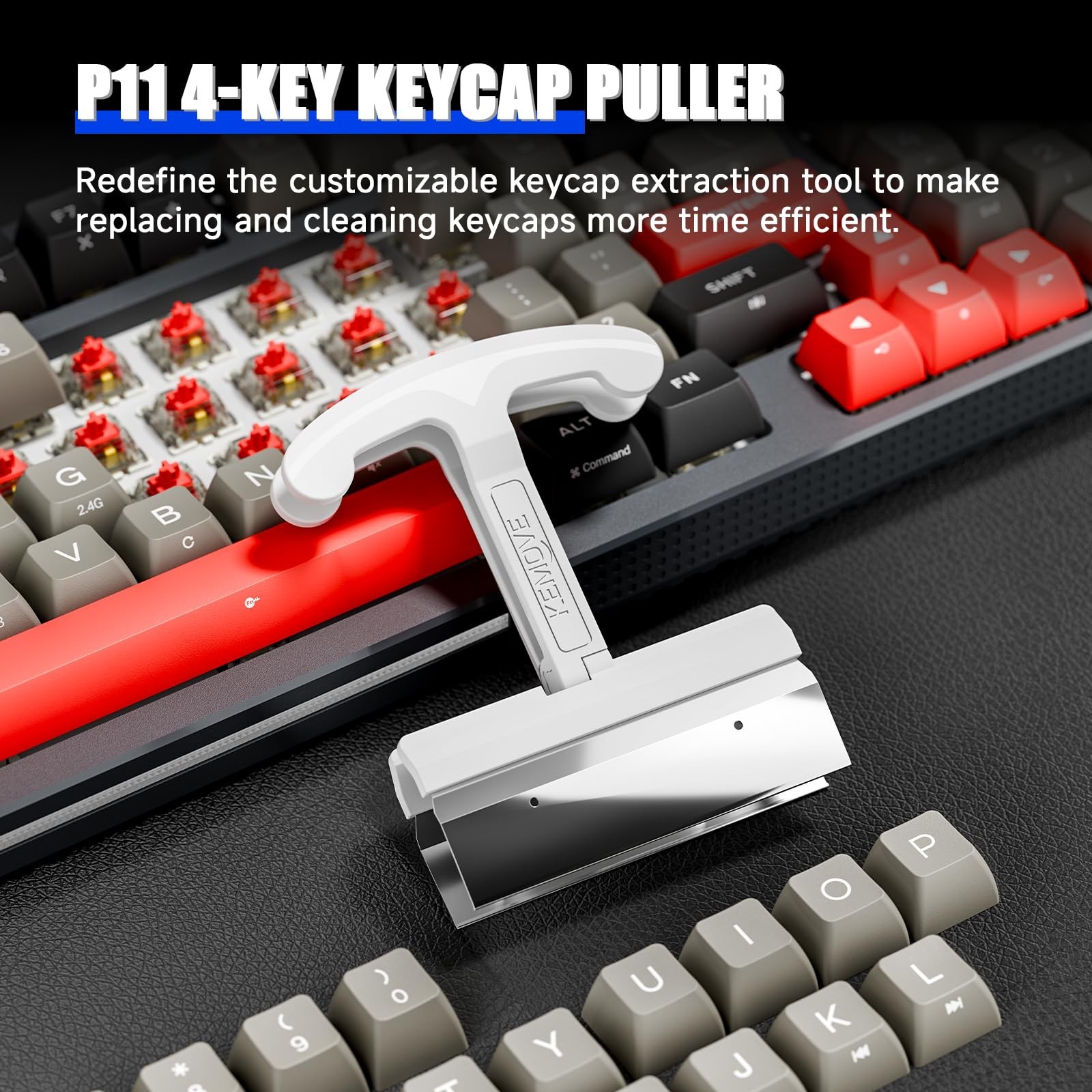 KEMOVE P11 4-Key Keycap Puller - Custom Gaming Mechanical Keyboard Cleaning a...