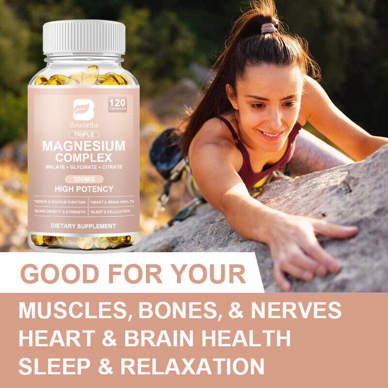 Triple Magnesium Complex 300Mg - Improves Sleep, Energy and Immune Support 120PC