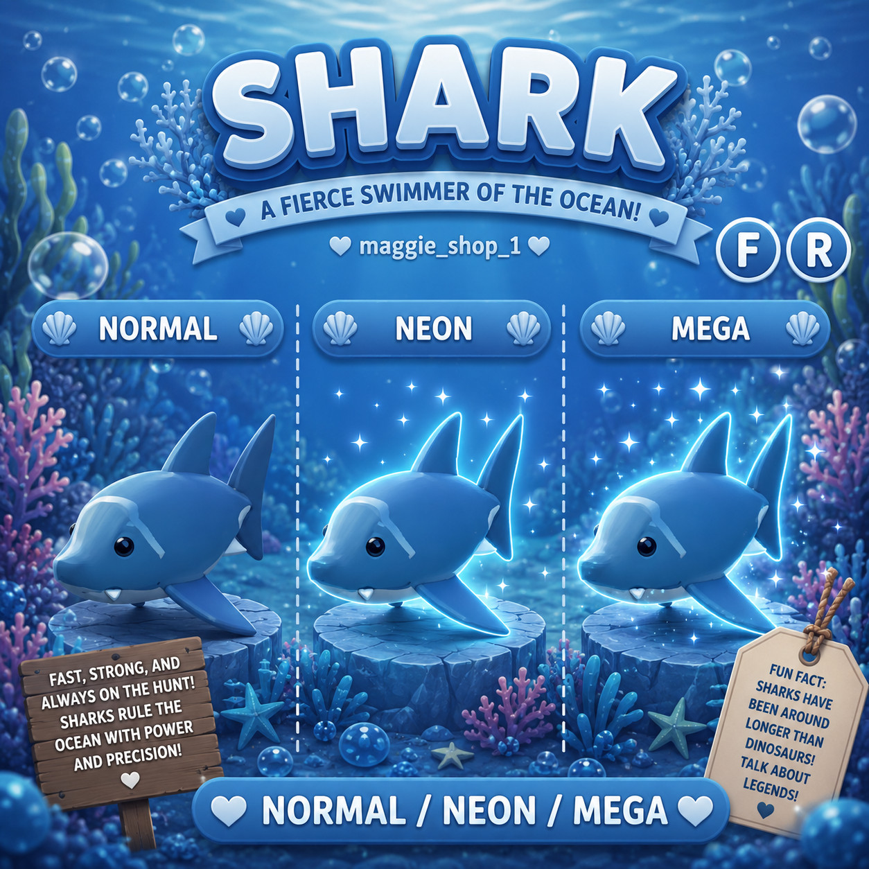 Shark FR Normal/Neon /Mega ✨ Adopt From Me Today ✨ Top Picks
