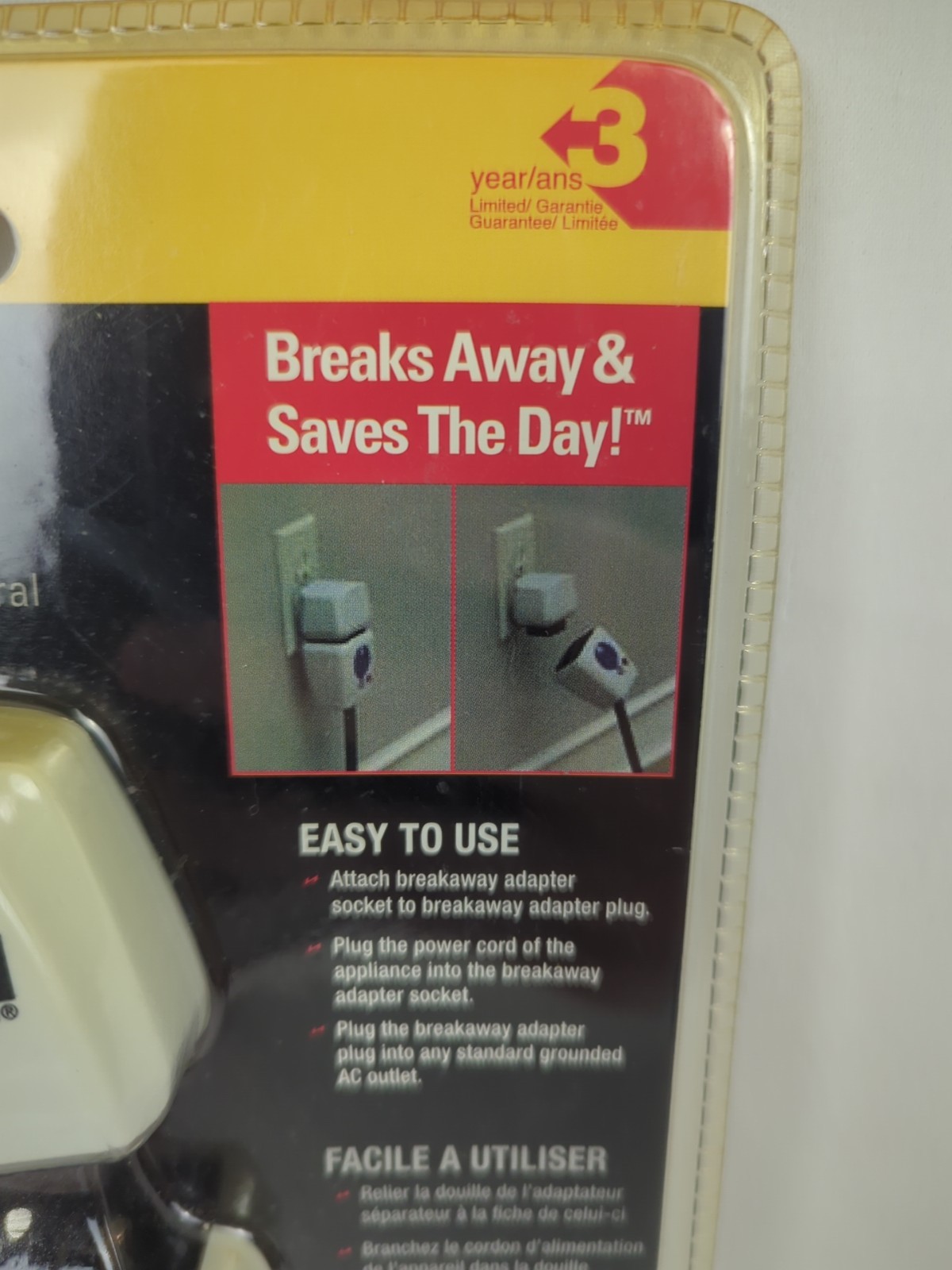 Stanley Security Safety Socket Break Away Safety Wall Adapter, New & Sealed