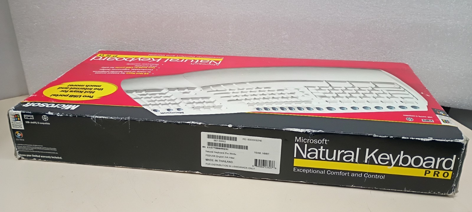 Vintage Microsoft Natural Pro Ergonomic USB PS/2 Keyboard Barely used