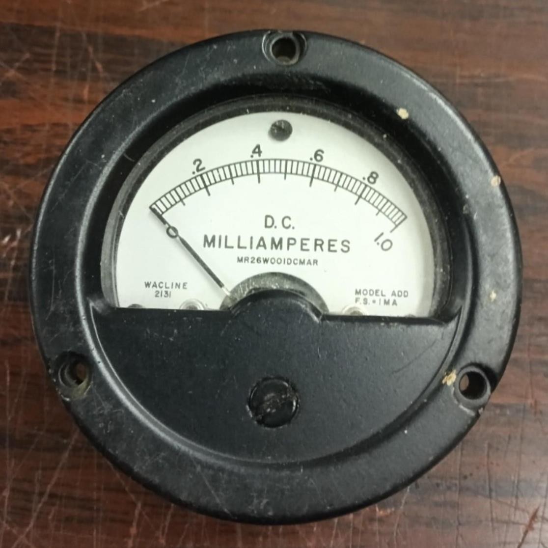 Vintage Wacline 0-1.0 DC Milliamperes Panel Meter Model ADD MR26W0010DCMAR