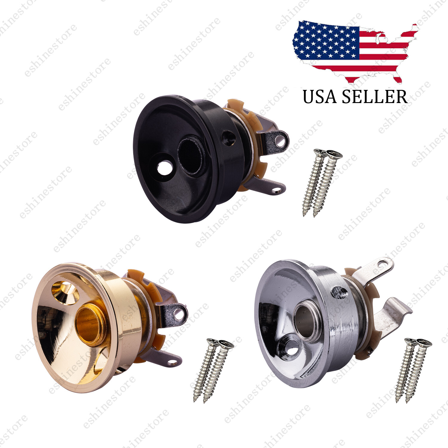3 Colors Thickened Round Cup Jack Plate Output Socket with Screws for Telecaster