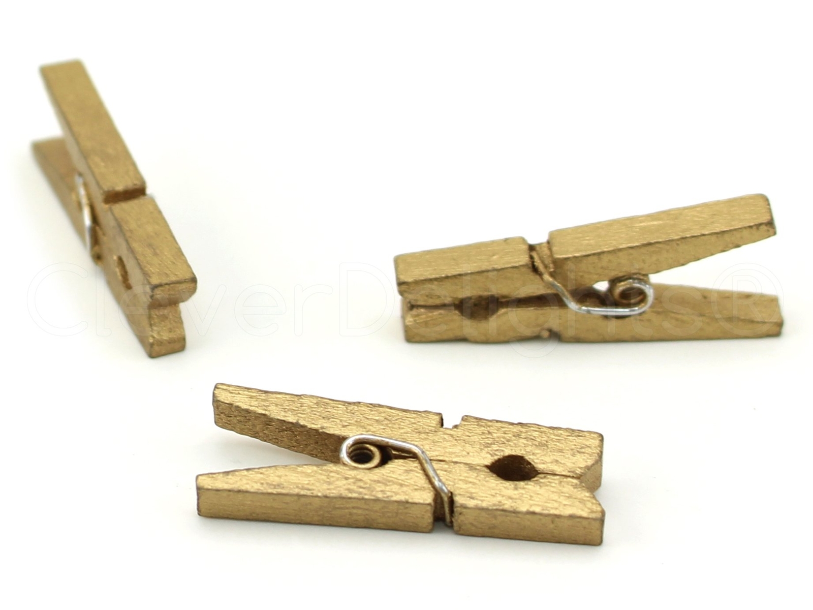 100 PCS 1 1/8" Mini Wood Clothespins Metallic Gold Wooden Pegs for Crafts