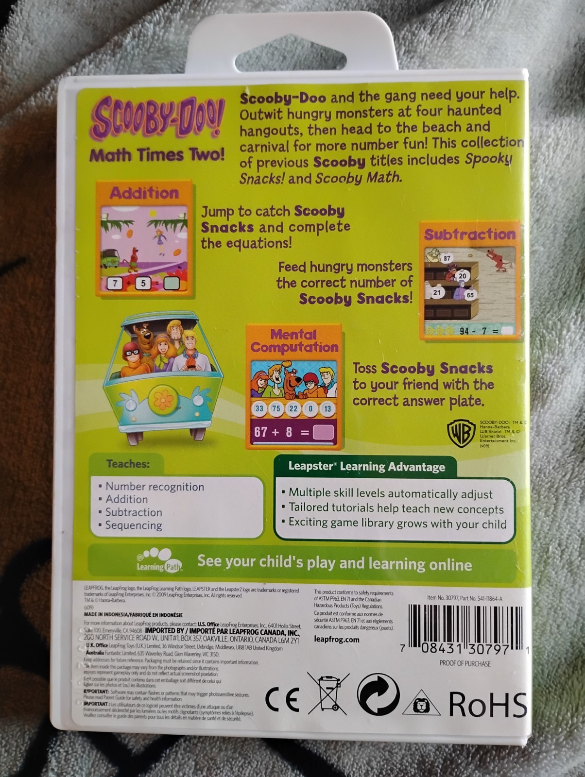 Leapfrog Leapster Scooby-Doo! Math Times Two! (2009) Learning Game Cartridge