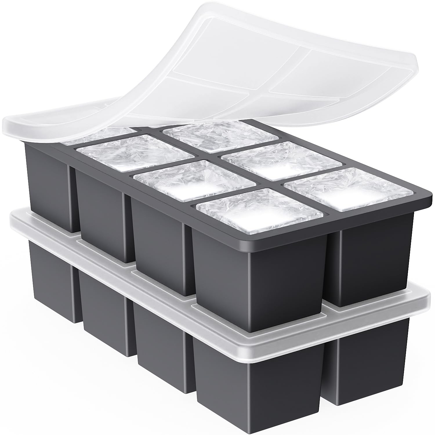 Large Ice Cube Trays for Whiskey: GGOW Big Silicone 2 inches, Black