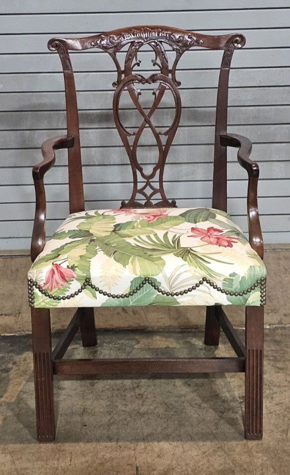 Baker Chippendale Style Mahogany Dinning Arm Chair Accent Chair
