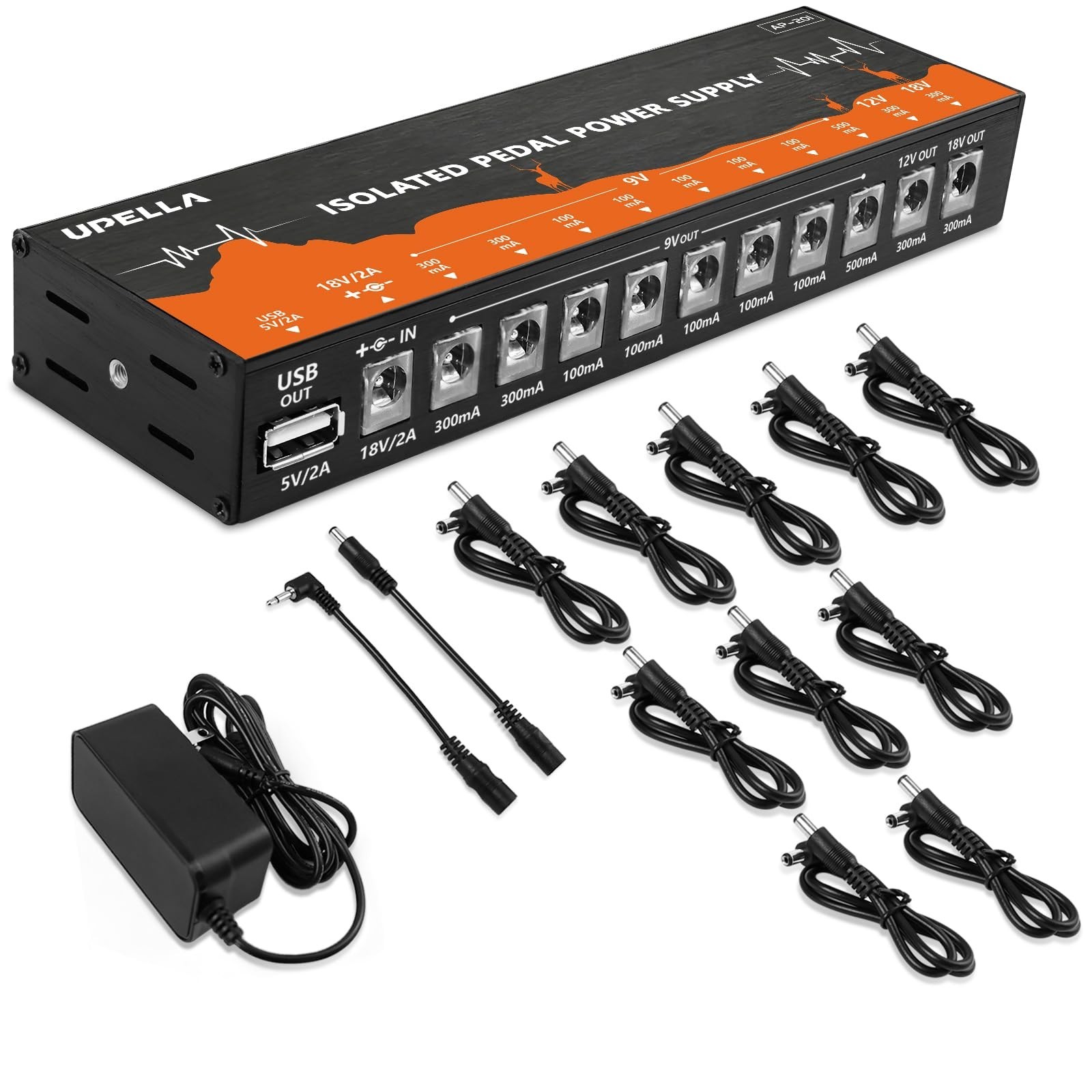 AP-201 Guitar Pedal Power Supply, True Isolated Pedal Power Supply with USB P...