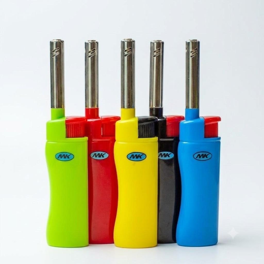 MK Windproof Jet Flame Lighter Set Refillable Long Neck Butane Torch