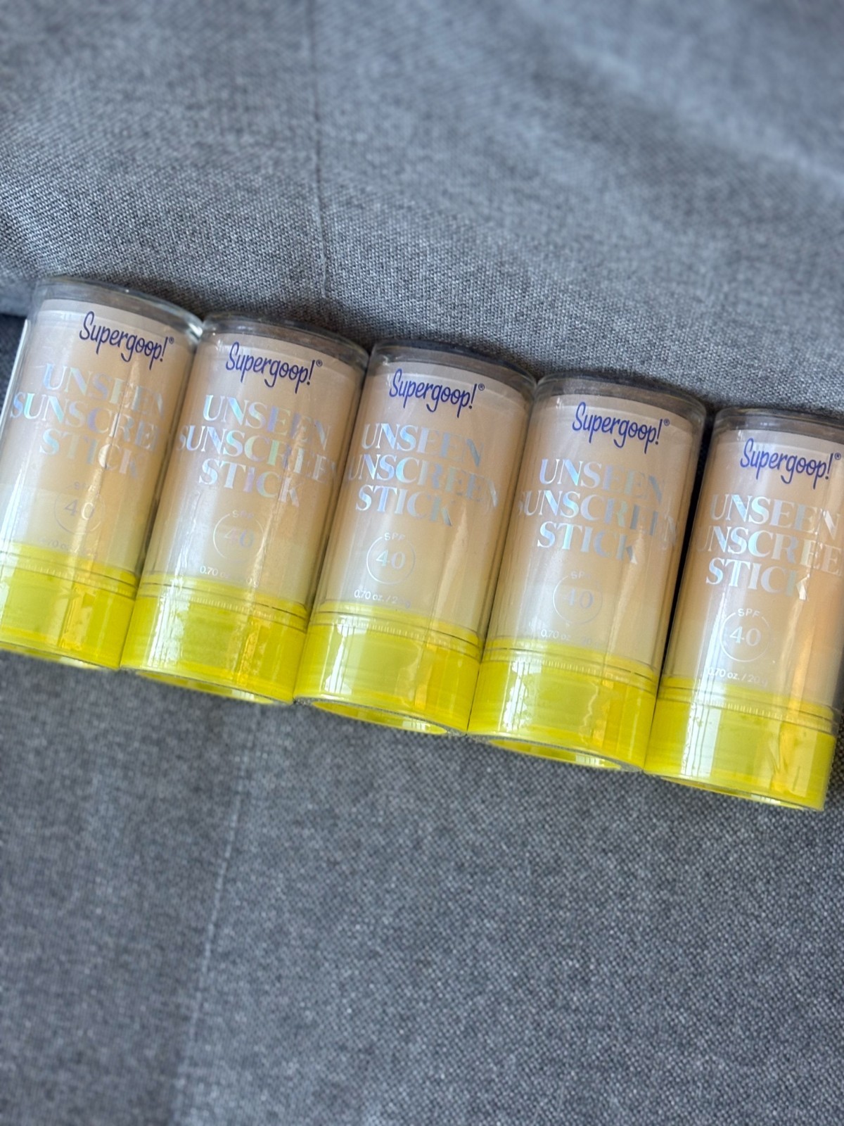 Lot of 5 Supergoop! Unseen Sunscreen Stick SPF 40 - NEW - 0.70 oz.  Exp 12/26.