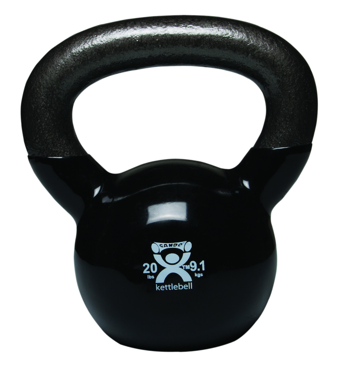 Cando Vinyl-Coated Kettlebell - Black - 20 Lb - Workout & Strength Training