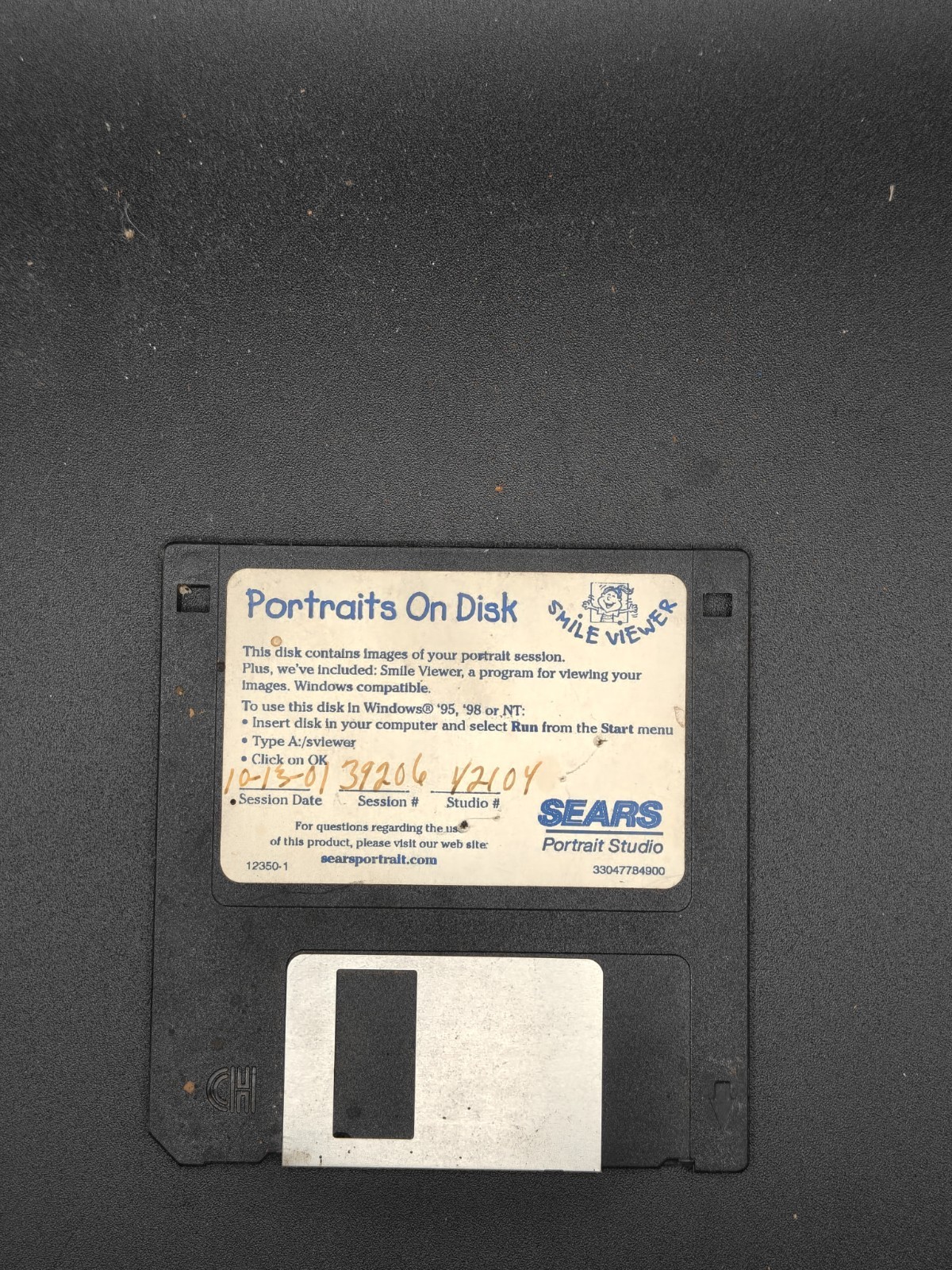 vintage 3.5-inch Sears Portrait Studio floppy disk