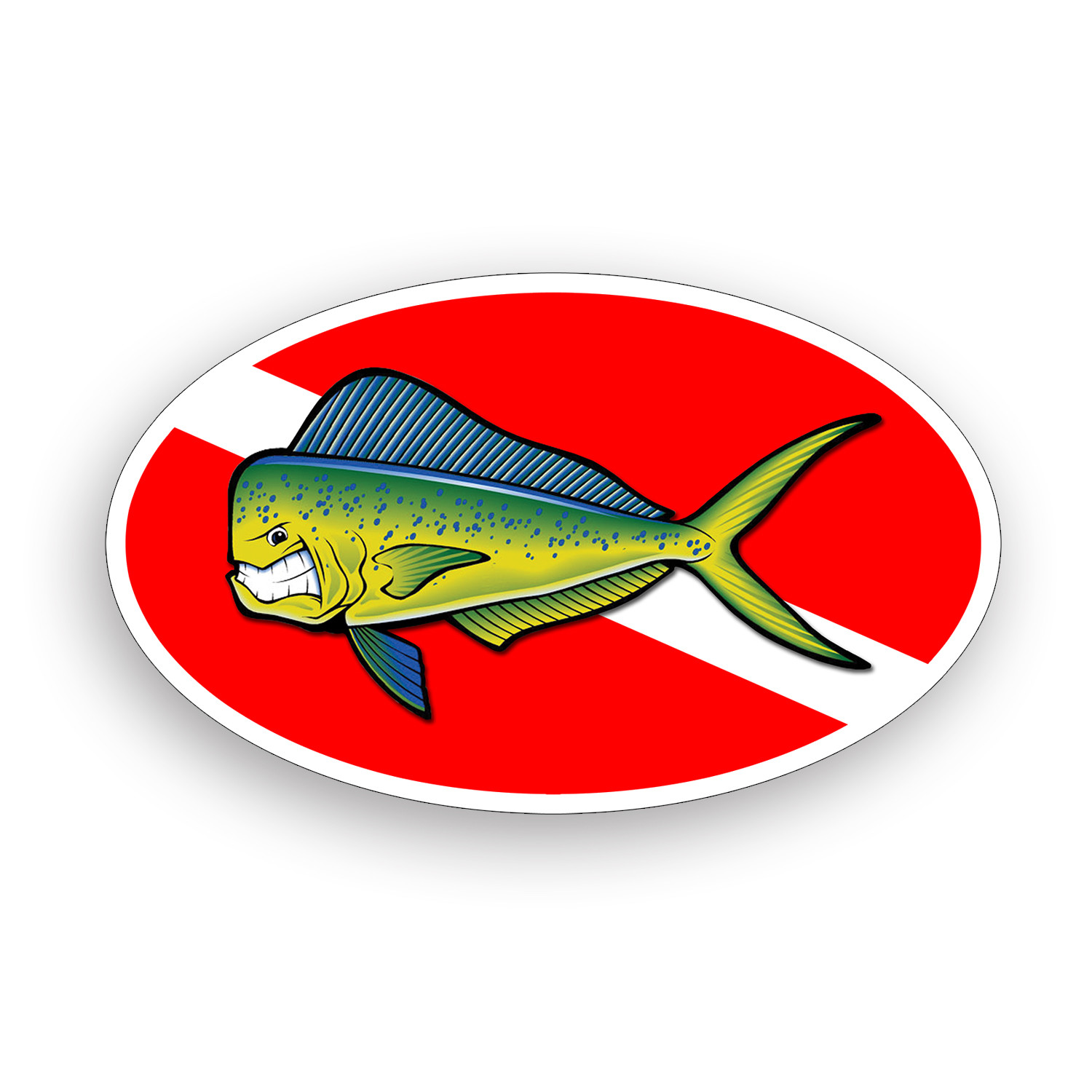 Mahi Scuba Diving Sticker Diver Down Fish Cup Laptop Car Window Bumper Decal