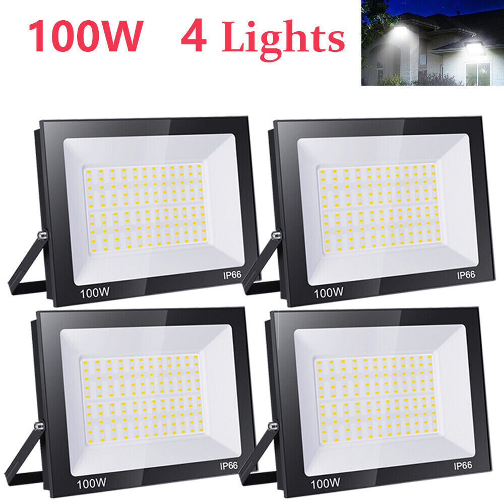 2-4PCS 100W LED Flood Light Garden Outdoor Lamp Yard Security Spotlight Fixtures