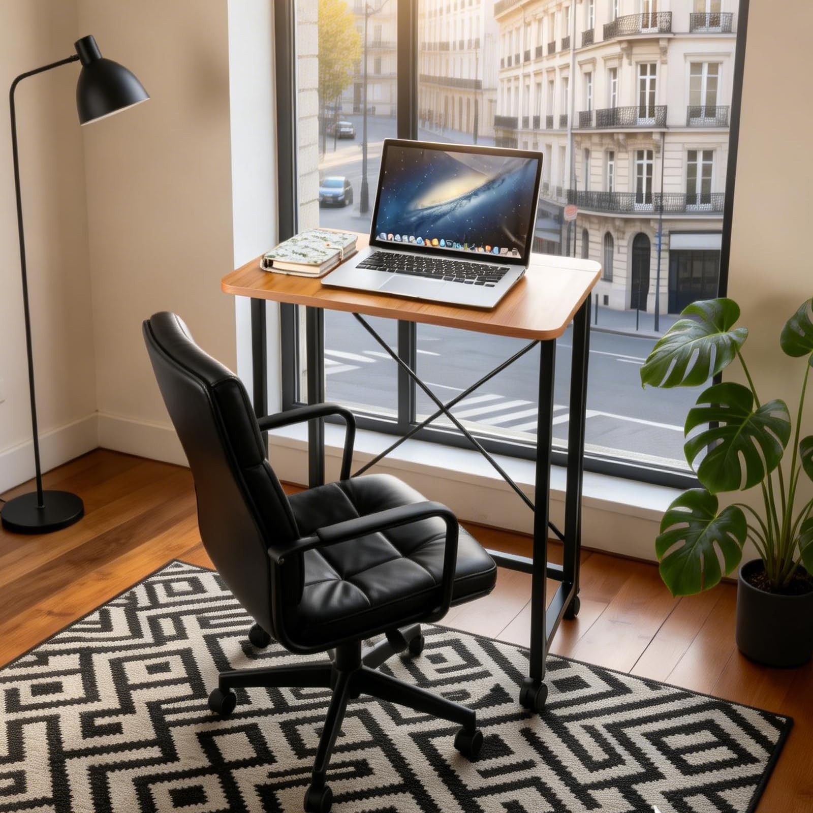 23.6Inch Folding Laptop Cart Table, Mobile Small Rolling Computer Desk for Po...