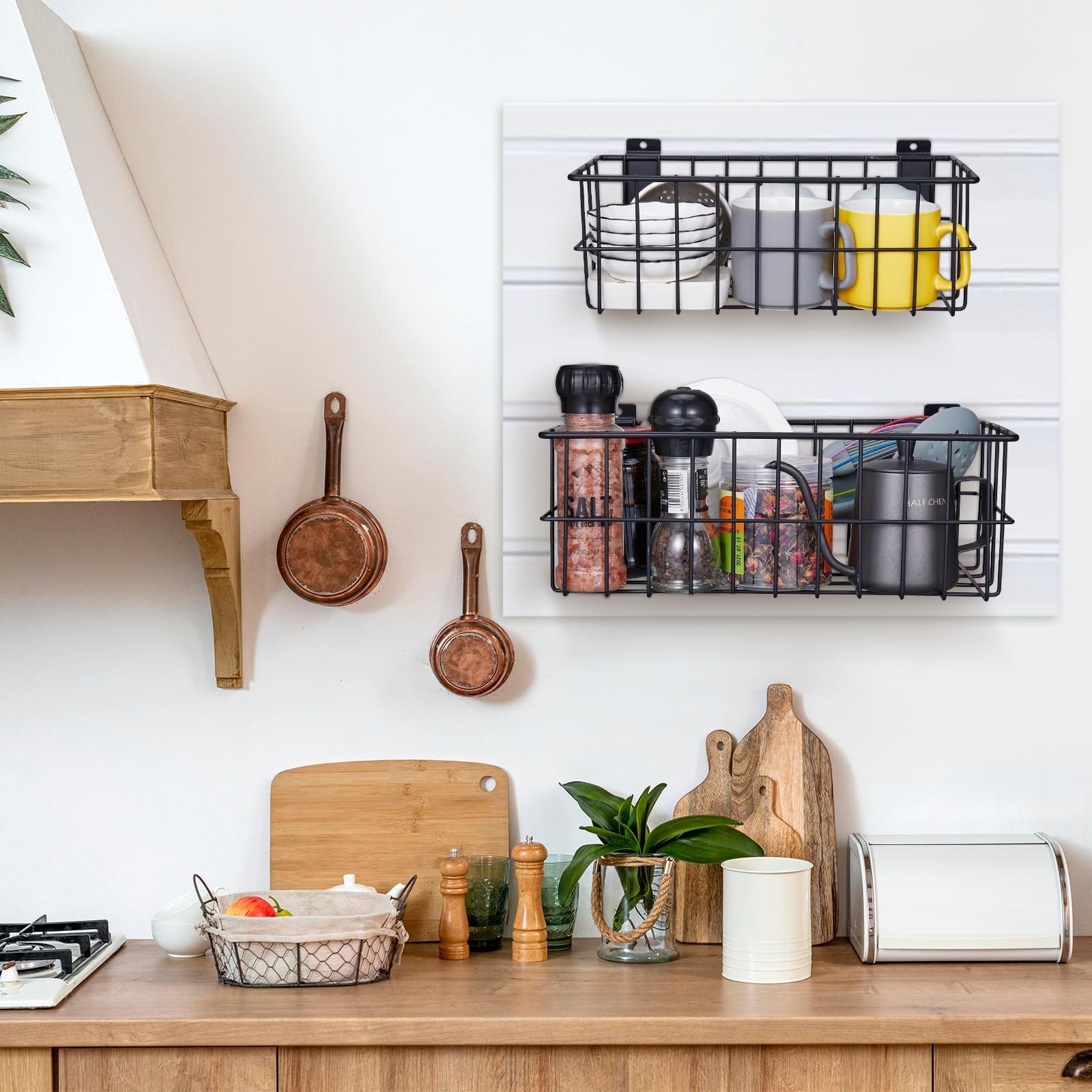 4Pcs Large Slatwall Baskets Set Ventilated Metal Pegboard Baskets Slatwall Ba...