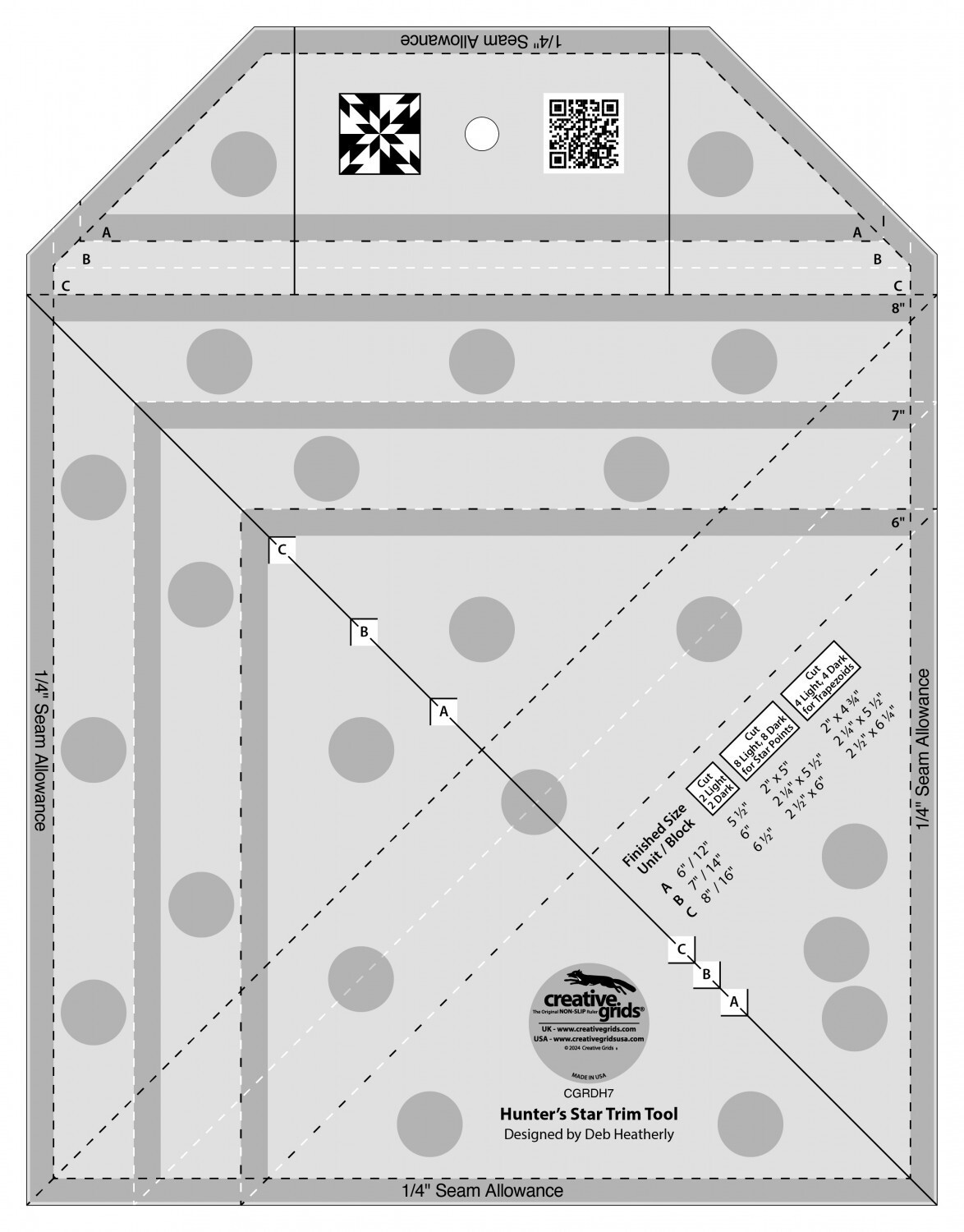 Creative Grids Hunter's Star Trim Tool # CGRDH7 + Free Pattern
