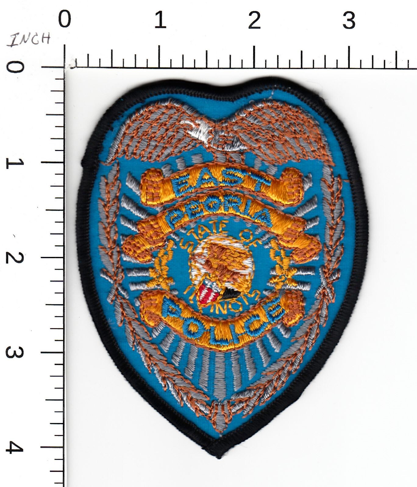 VINTAGE CC BACK EAST PEORIA (HAT VEST STYLE) ILLINOIS POLICE COLLECTIBLE PATCH