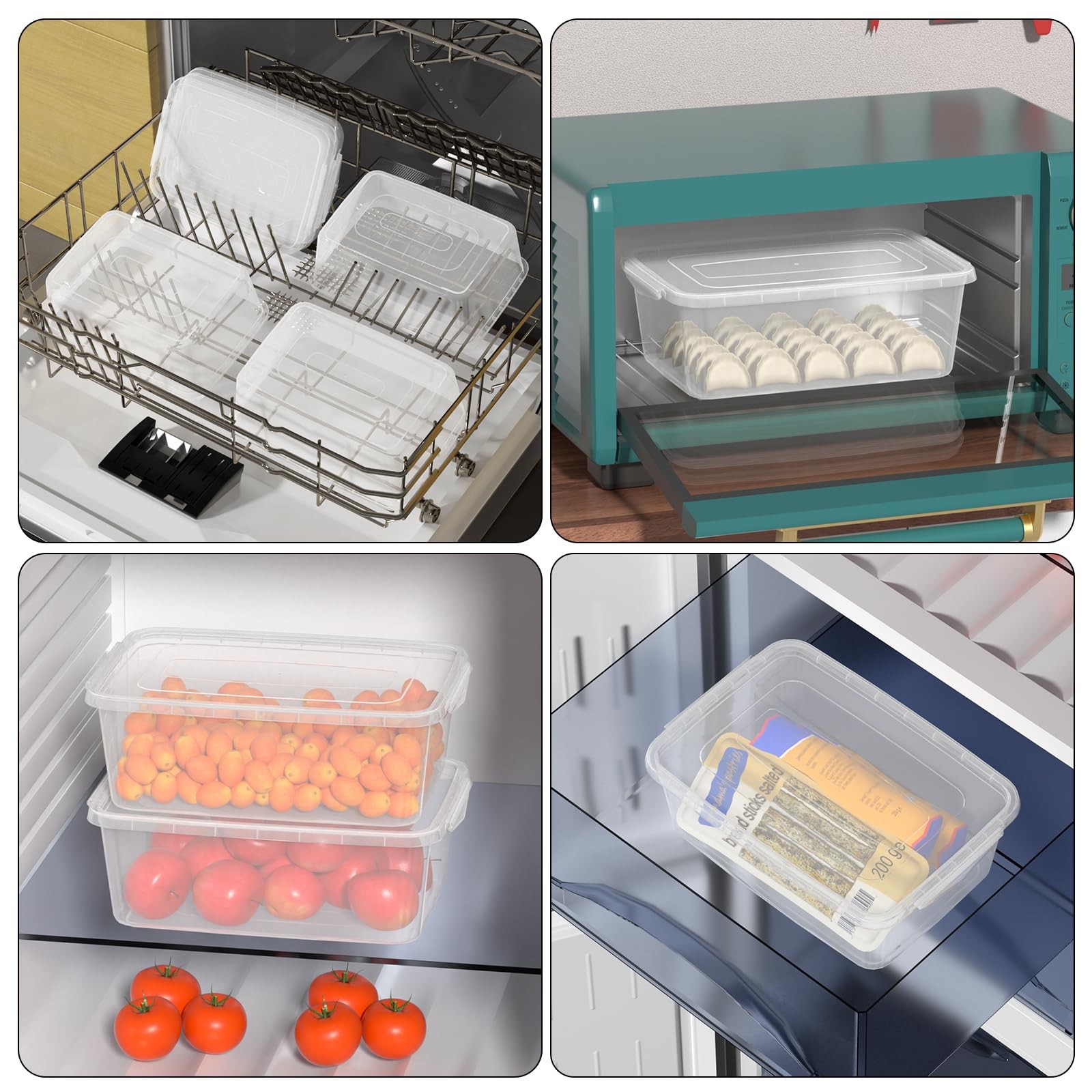 Clear Plastic Stackable Storage Bin Buckle Up Containers Lids 6.5 Quart 4 PCS