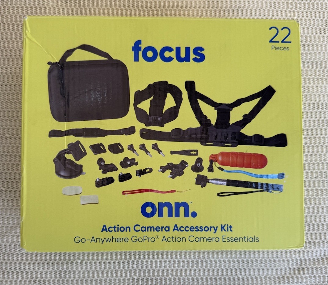 Onn 22-Piece Action Camera Accessory Kit for GoPro – New Open Box
