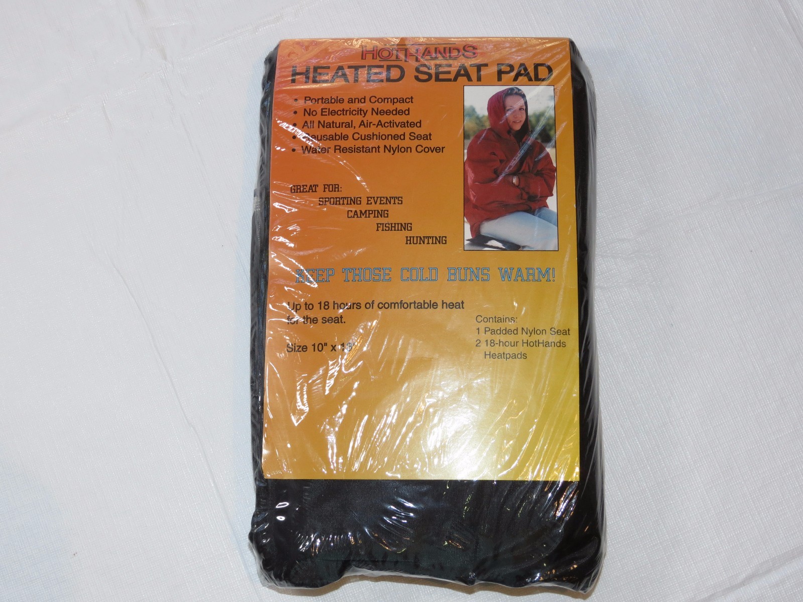 Heatmax HotHands Heated Seat Pad 10" X 13" padded nylon seat & 2-18 hr heatpads