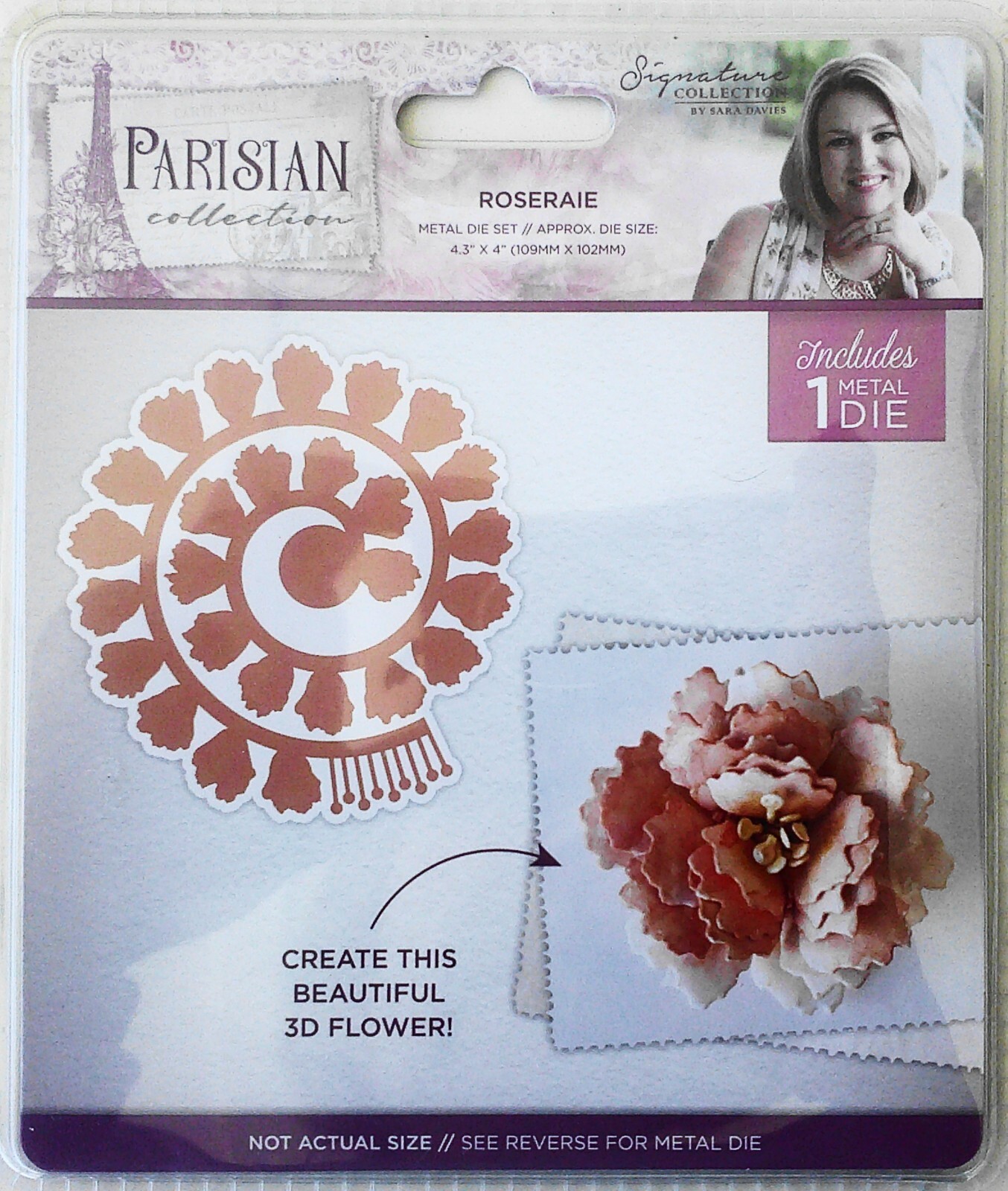 Signature Collection Sara Davies Parisian ROSERAIE 3D Flower Sealed New