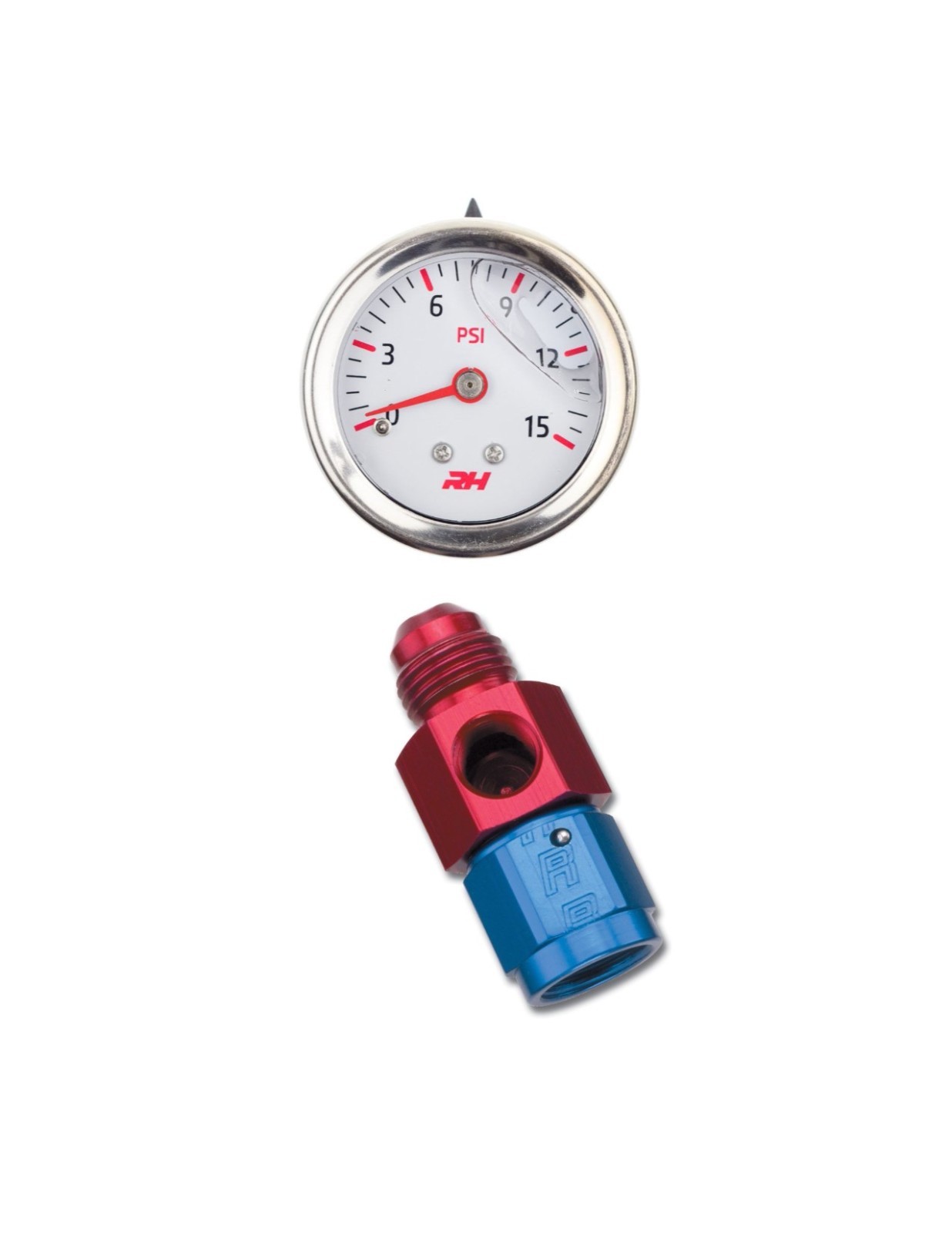 Russell 670340 Fuel Pressure Take Off Fitting -6 AN Male to -6 AN Female & Gauge