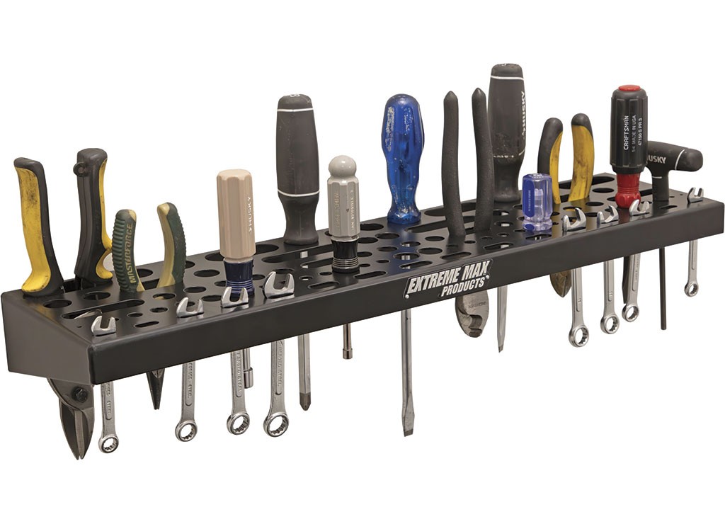 Extreme Max 5001.6664 Wall-Mount Aluminum Tool Organizer - Black