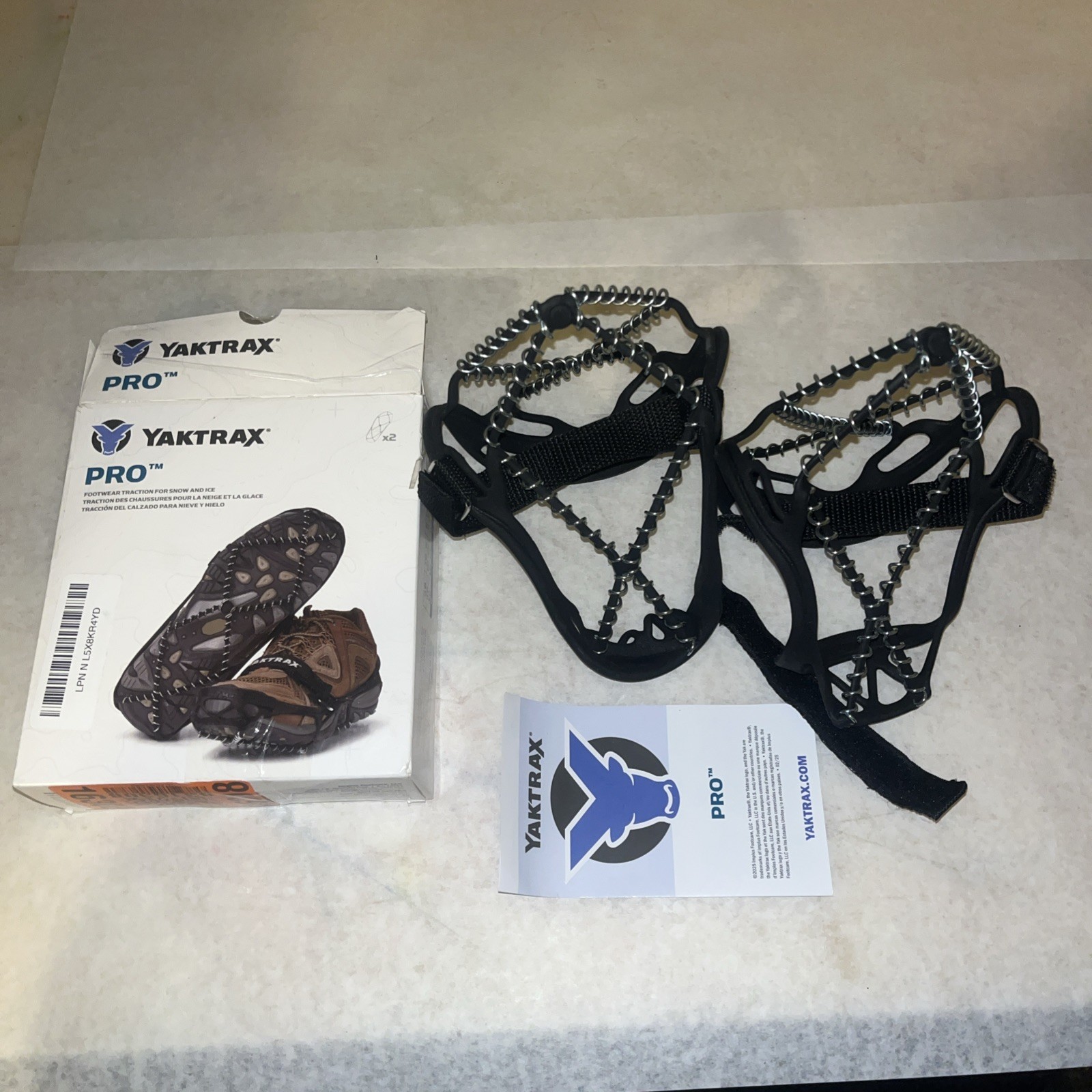 Yaktrax Pro Traction Cleats Black Size L For Snow Ice Hiking Walking