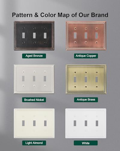 2-Pack Triple Toggle Light Switch Cover Plate Pearls Decorative Switch Plate ...