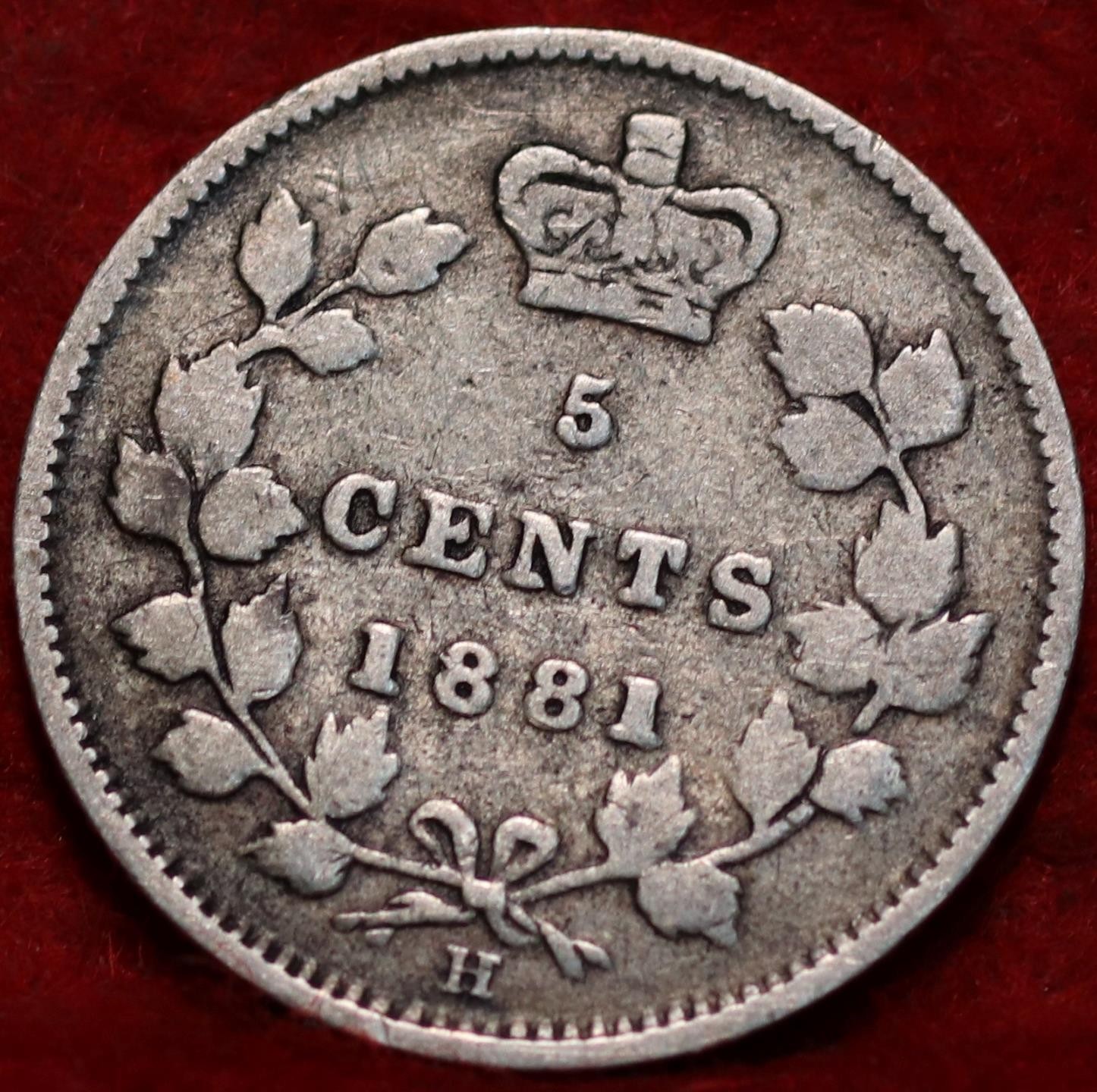 🇨🇦 1881-H Queen Victoria 5 Cents Silver Coin Canada