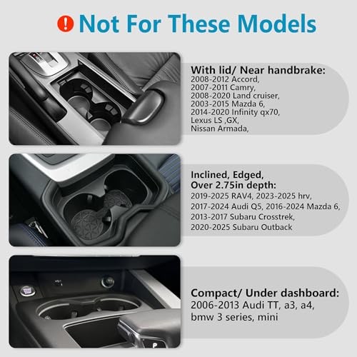 Car Cup Holder Expander with Offset Adjustable Base, Compatible Medium*1 Black