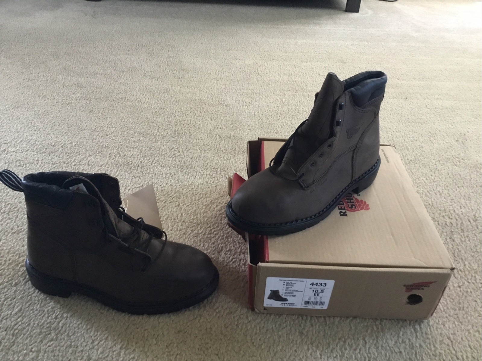 Red Wing Shoes 4433 Men's Work Steel Toe Boots Brown Size 10.5 EE
