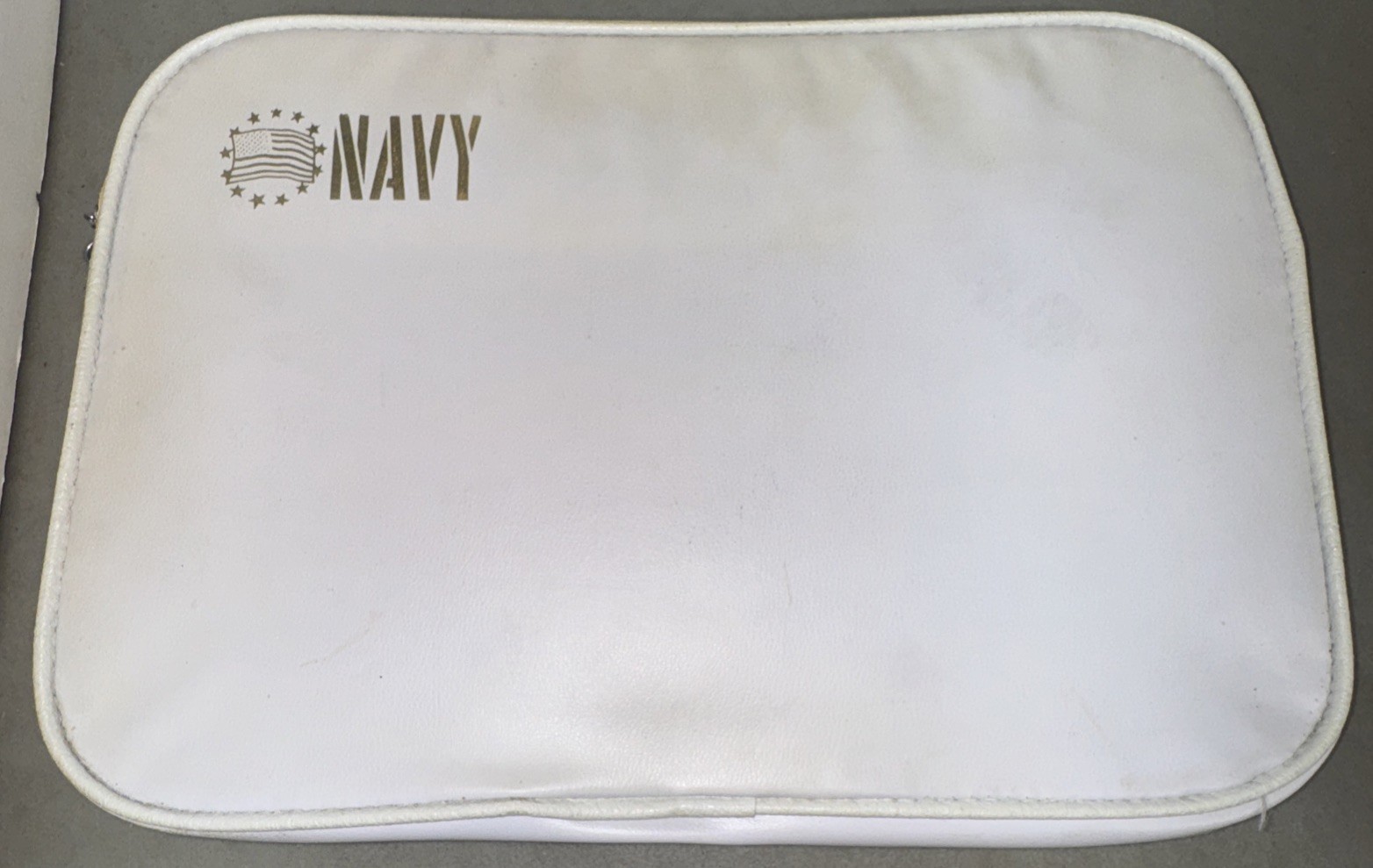 Vintage US Navy Zippered Document Case  Portfolio White Vinyl
