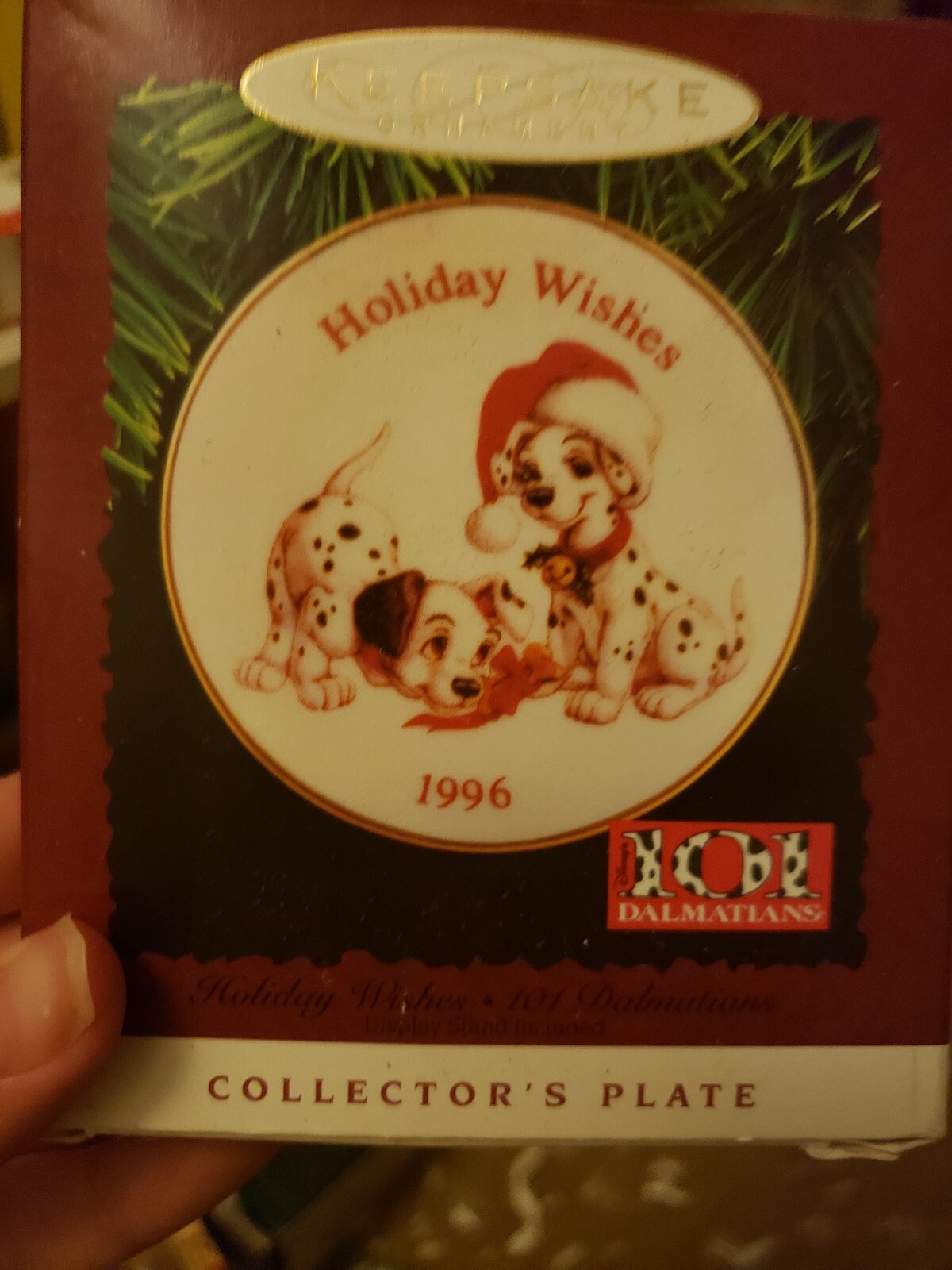 1996 Hallmark Keepsake Ornament Disney 101 Dalmatians Holiday Wishes NIB NEW IN