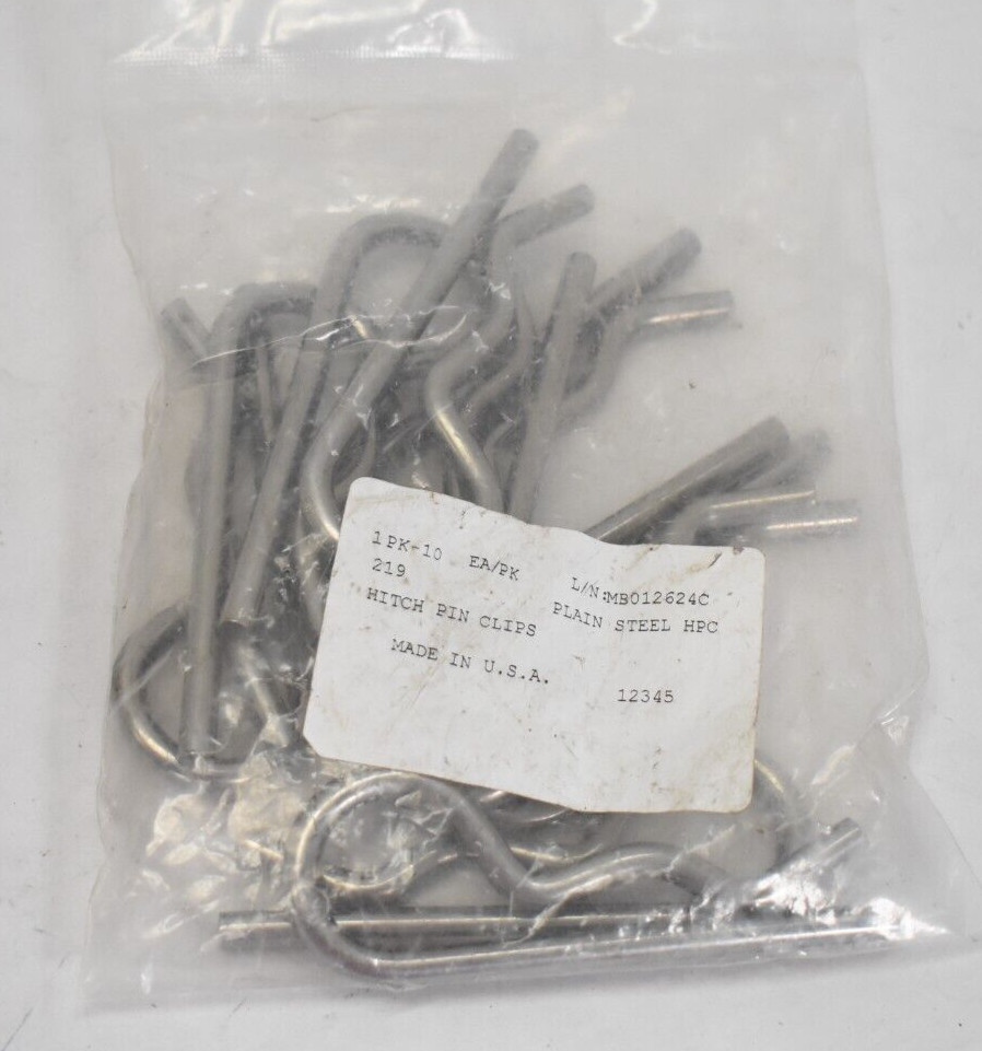 Plain Steel HPC Hitch Pin Clips 219 Zinc Hitch Clips MB012624C Lot of 10