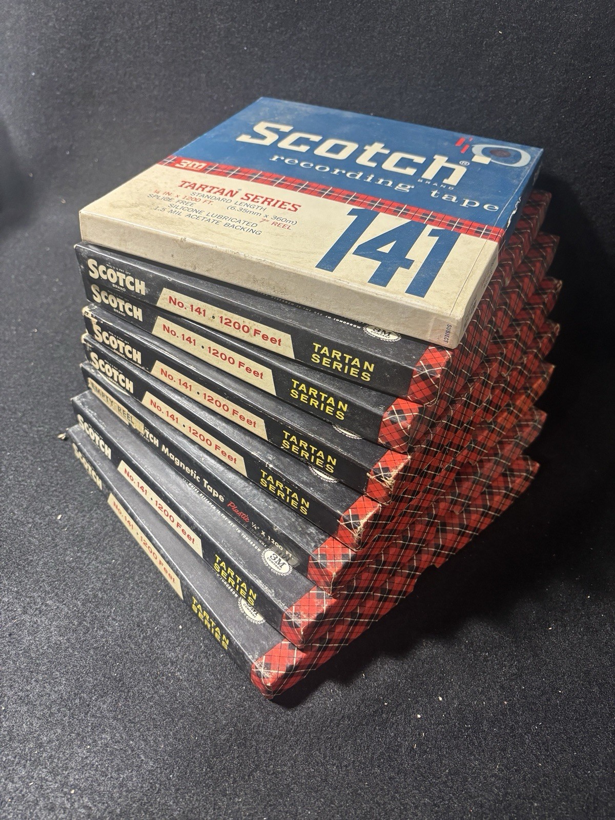 (8) 1960s Scotch Reel to Reel Magnetic Audio Tape, 1/4" 1200’ 141, Used 1 Tested