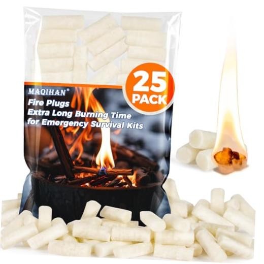 25 Pack Fire Plugs - Survival Tool - Fire Starter