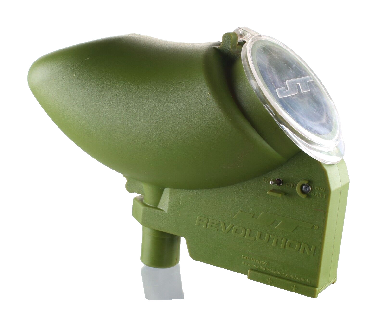 JT REVOLUTION CLASSIC ELECTRONIC PAINTBALL HOPPER LOADER - OLIVE GREEN