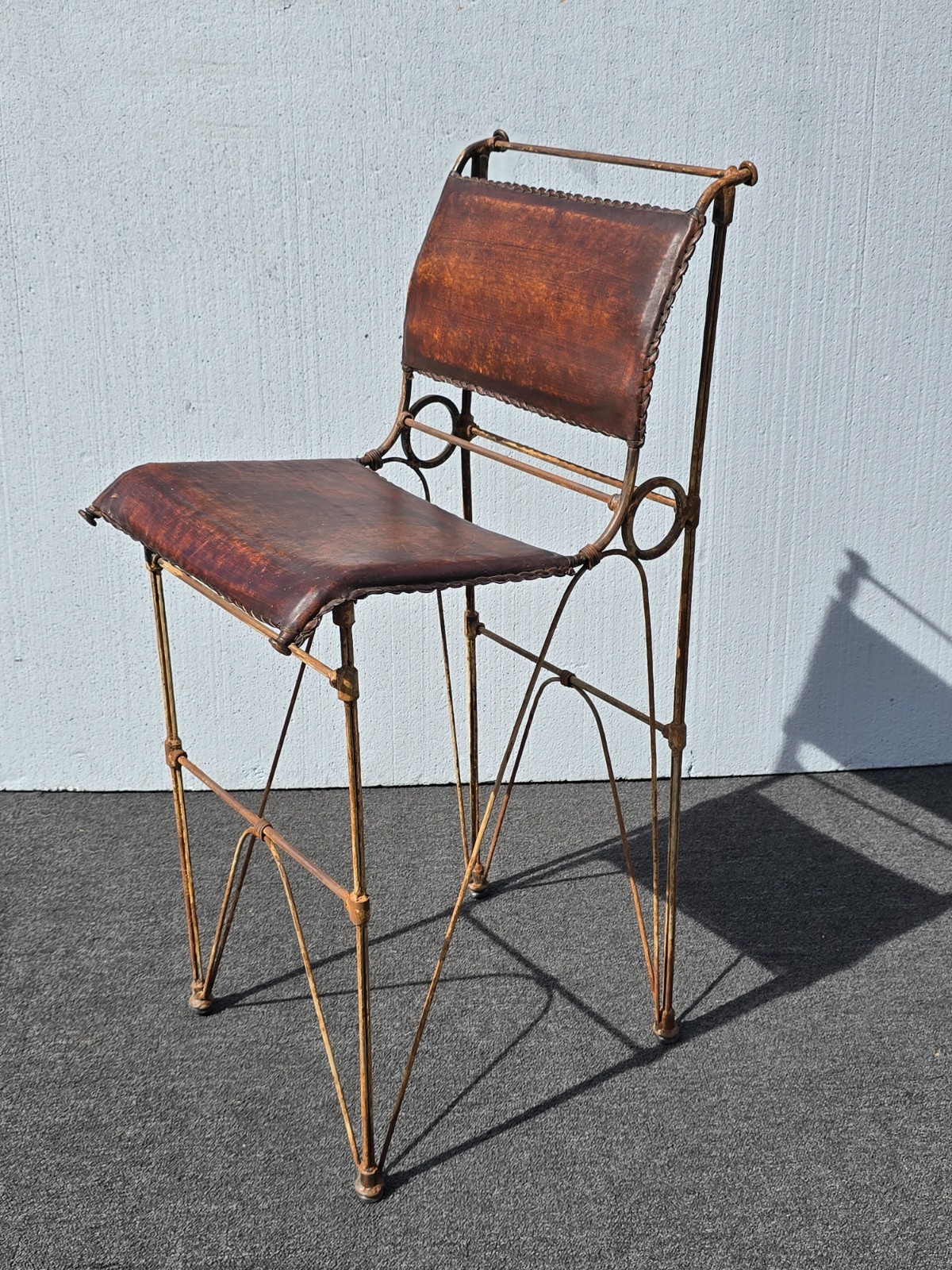 Pair of Vintage IIana Goor Brown Leather Barstools Bar Stools