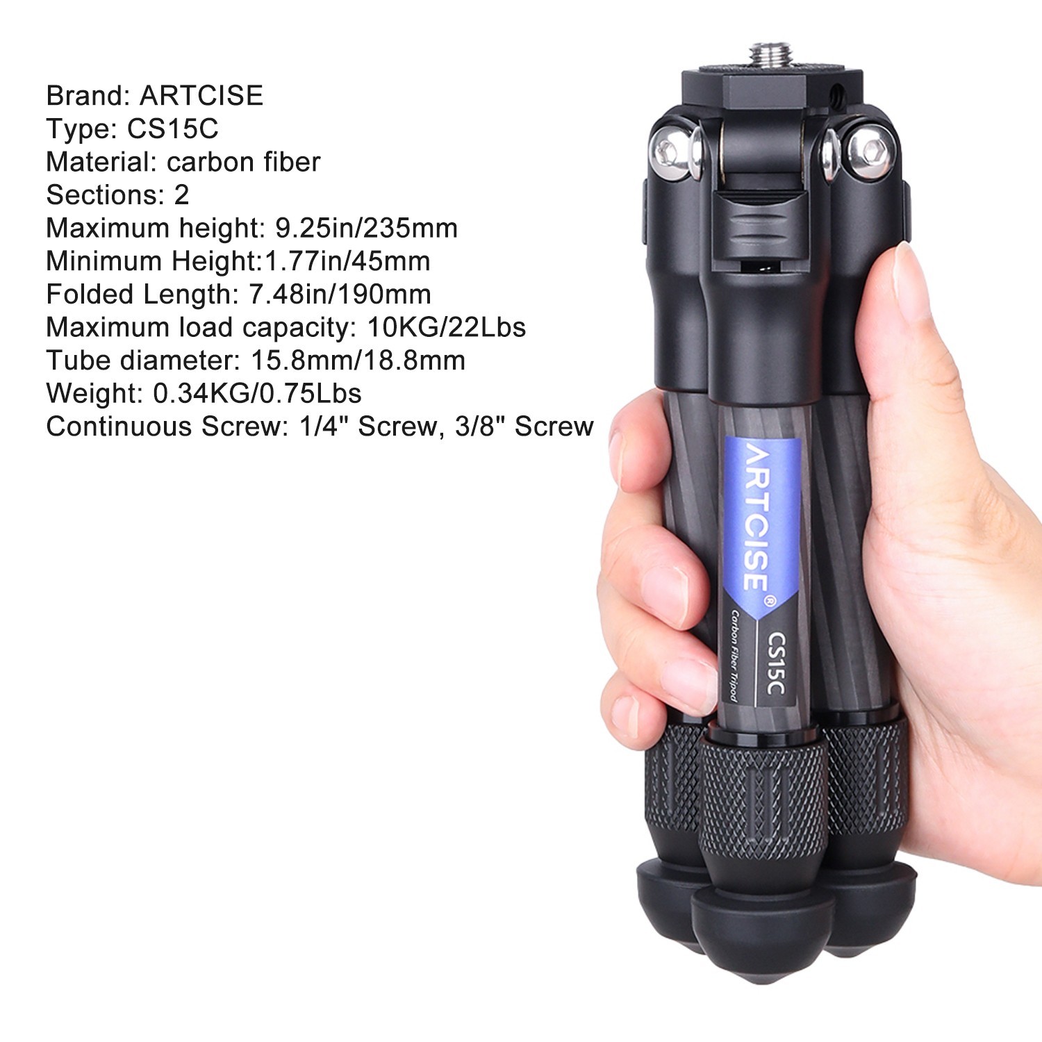 Mini Camera Tripod Carbon Fiber Tabletop Tripod Compact Portable Desktop Tripod