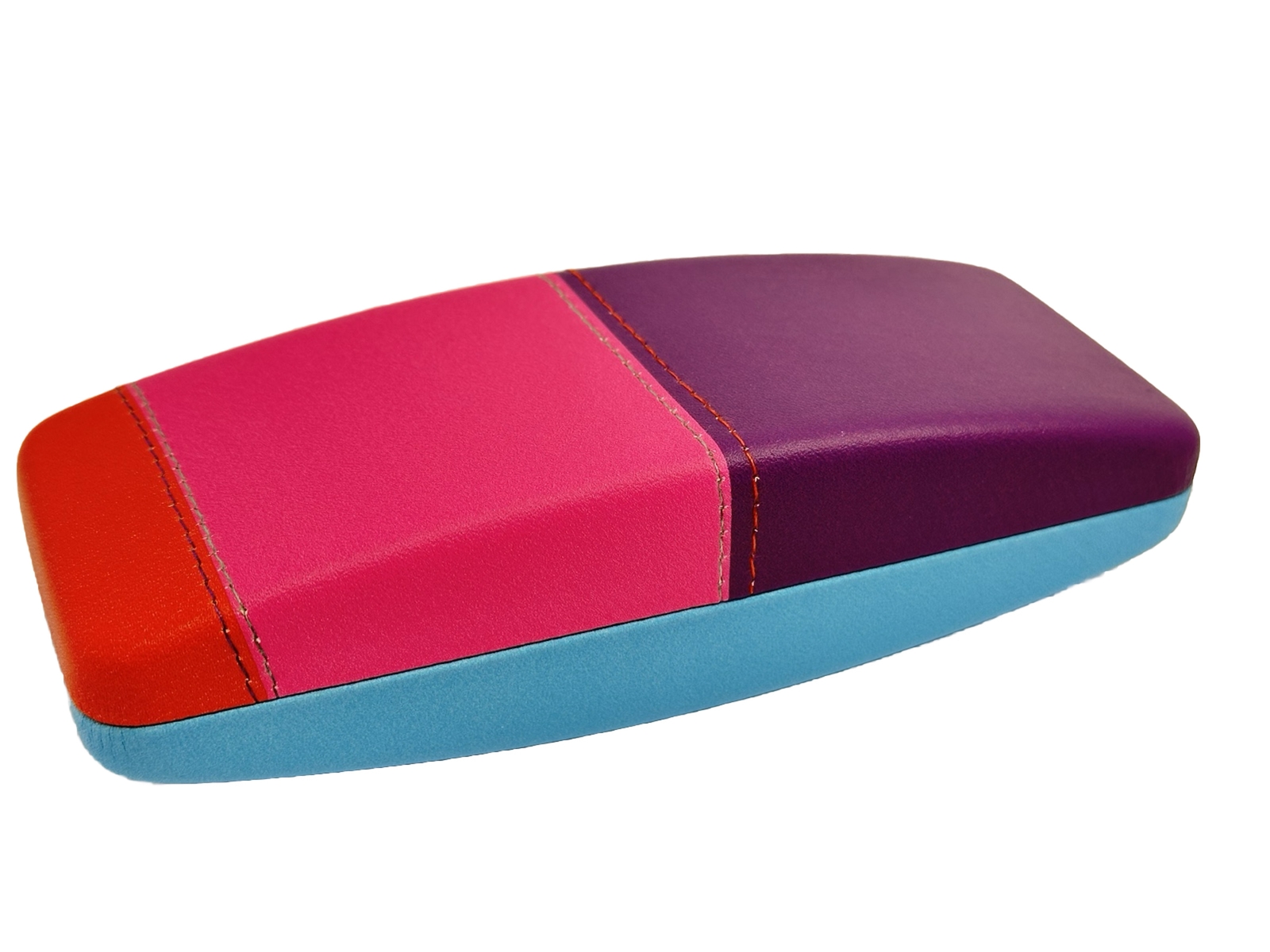NEW Blue Purple Pink Red Colorblock Hard Eyeglasses Clamshell Case Spring Hinge