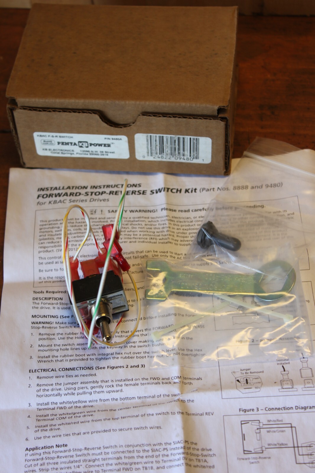 KB Electronics KBAC F-S-R Forward-Stop-Reverse Switch Kit 9480A (9480)